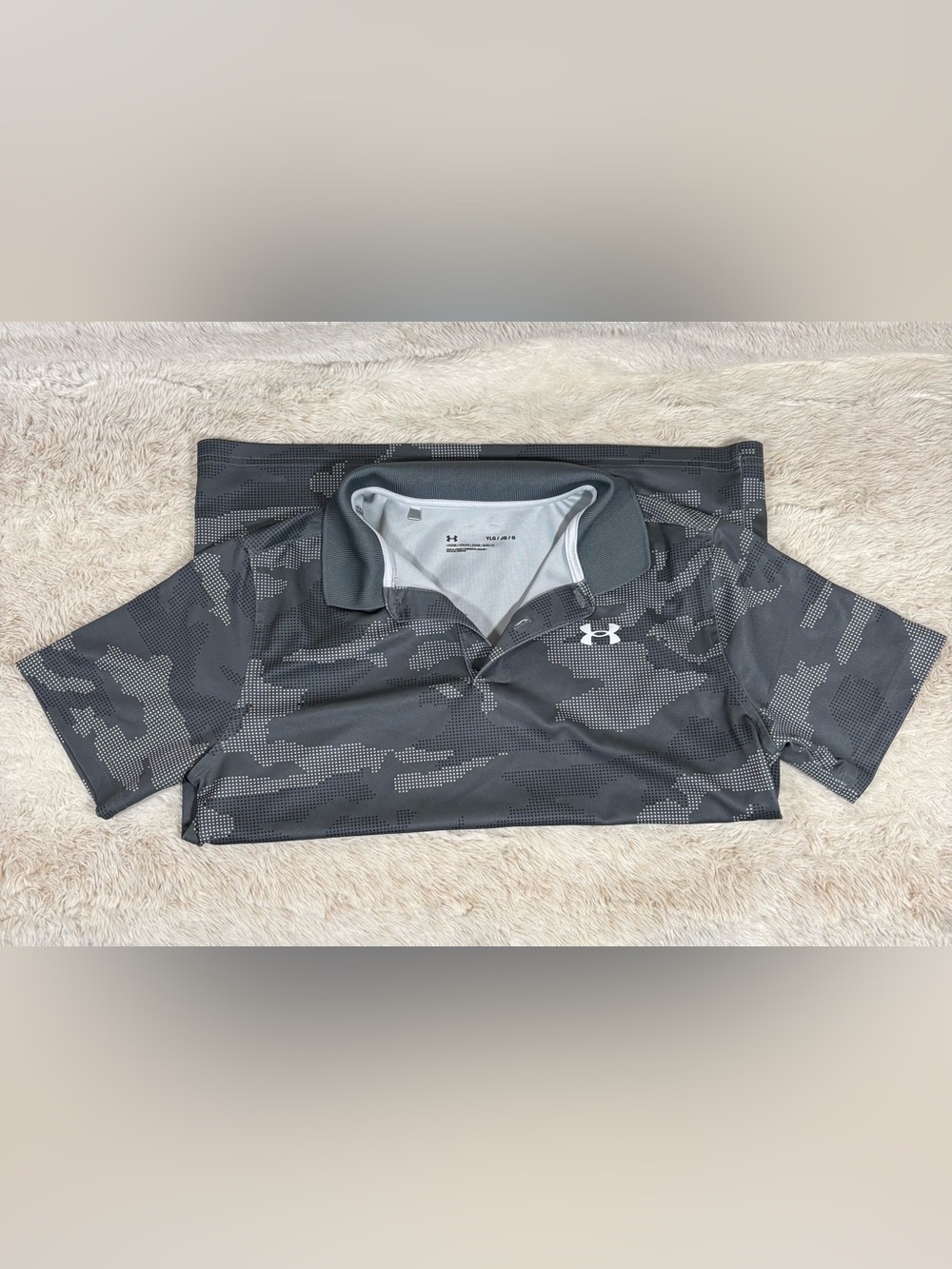UA Polo gray camo boys youth large 12